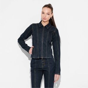 Women's Seamed Denim Moto Jacket - Wild Fable™